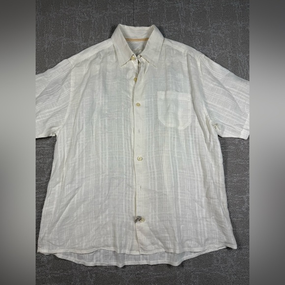 Tommy Bahama 100% Linen Button Down Short Sleeve Mens Beachie Shirt Size Large - Picture 1 of 9
